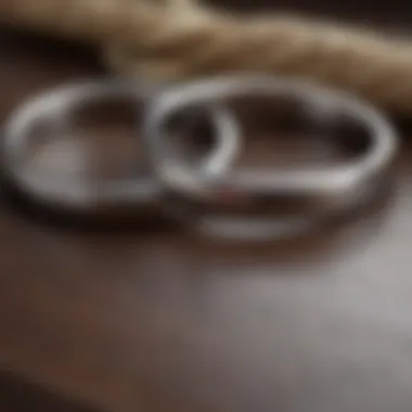 Two intertwined rings on a table, representing the trust bond in marriage.