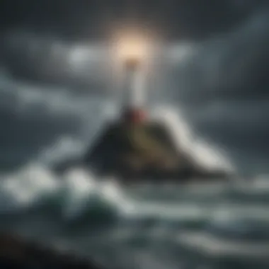 Illustration of a lighthouse guiding the way through stormy seas symbolizing resilience