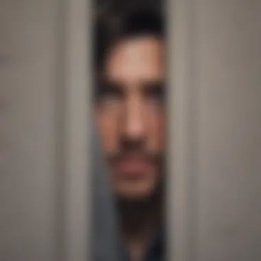 Eyes behind a partially closed door