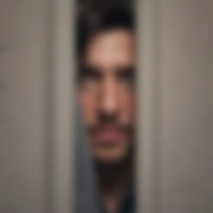Eyes behind a partially closed door