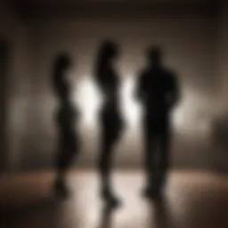 Silhouettes in a dimly lit room