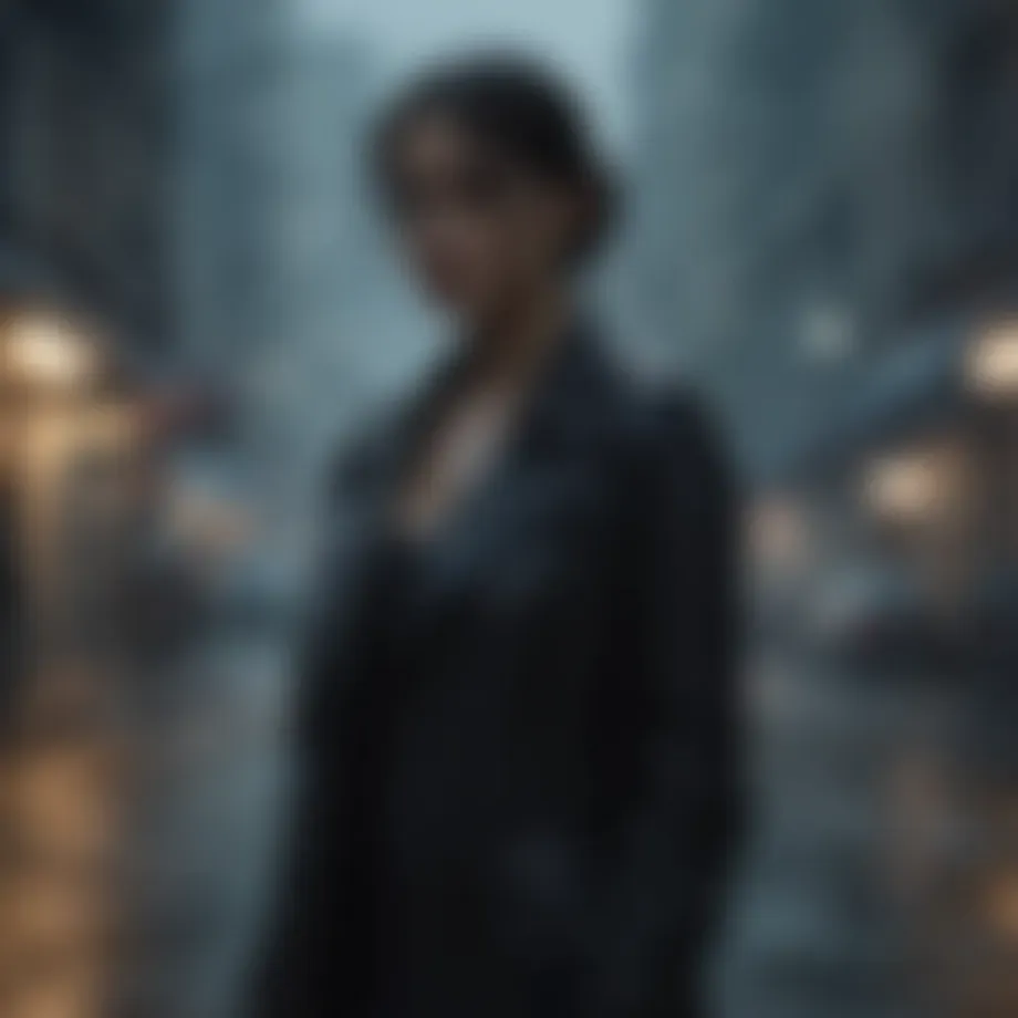 Silhouette of a woman standing alone in the rain