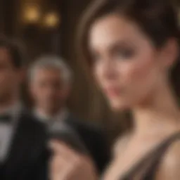 Elegant woman glancing at her phone discreetly