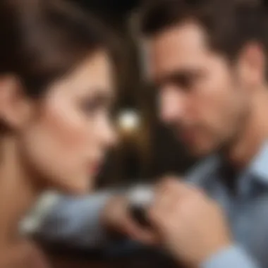 Nervous Watch Check Man nervously checking his watch while talking to his partner