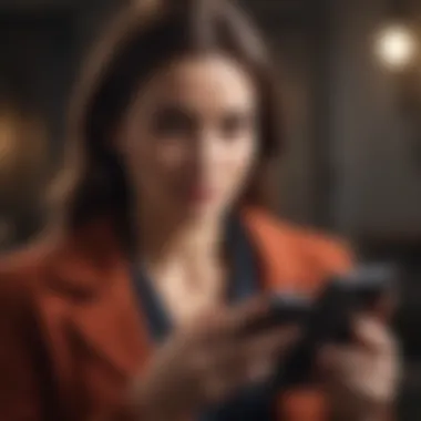 Mysterious Text Reaction Woman receiving a mysterious text message and quickly hiding her phone