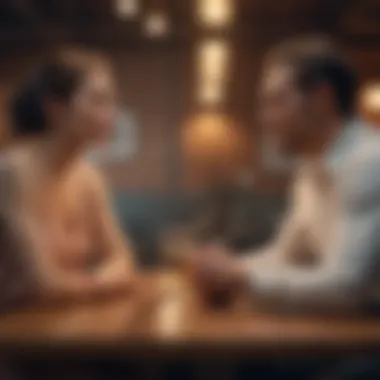 A couple sitting at a table with emotional distance, highlighting disconnection in a relationship