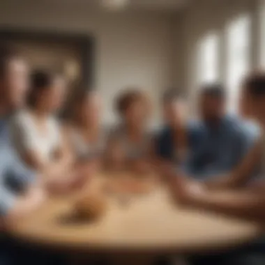 Supportive Group Discussion in Weight Management Illustration of a diverse group of individuals engaged in a supportive discussion