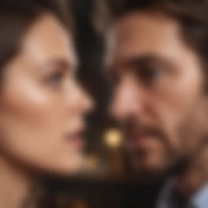 A close-up of a couple engaging in deep conversation, emphasizing communication.