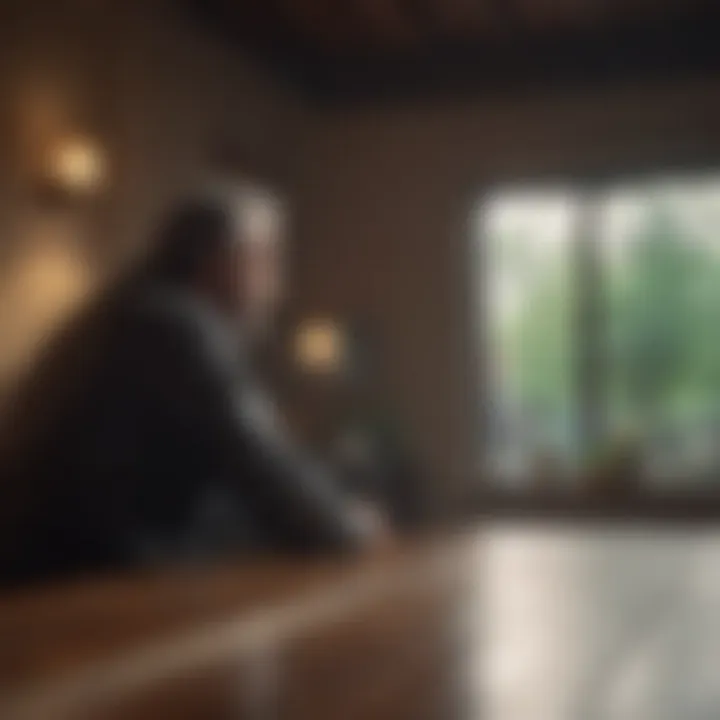 A man sitting alone in contemplation, reflecting on personal emotions.