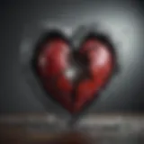 A shattered heart symbolizing betrayal and heartbreak.